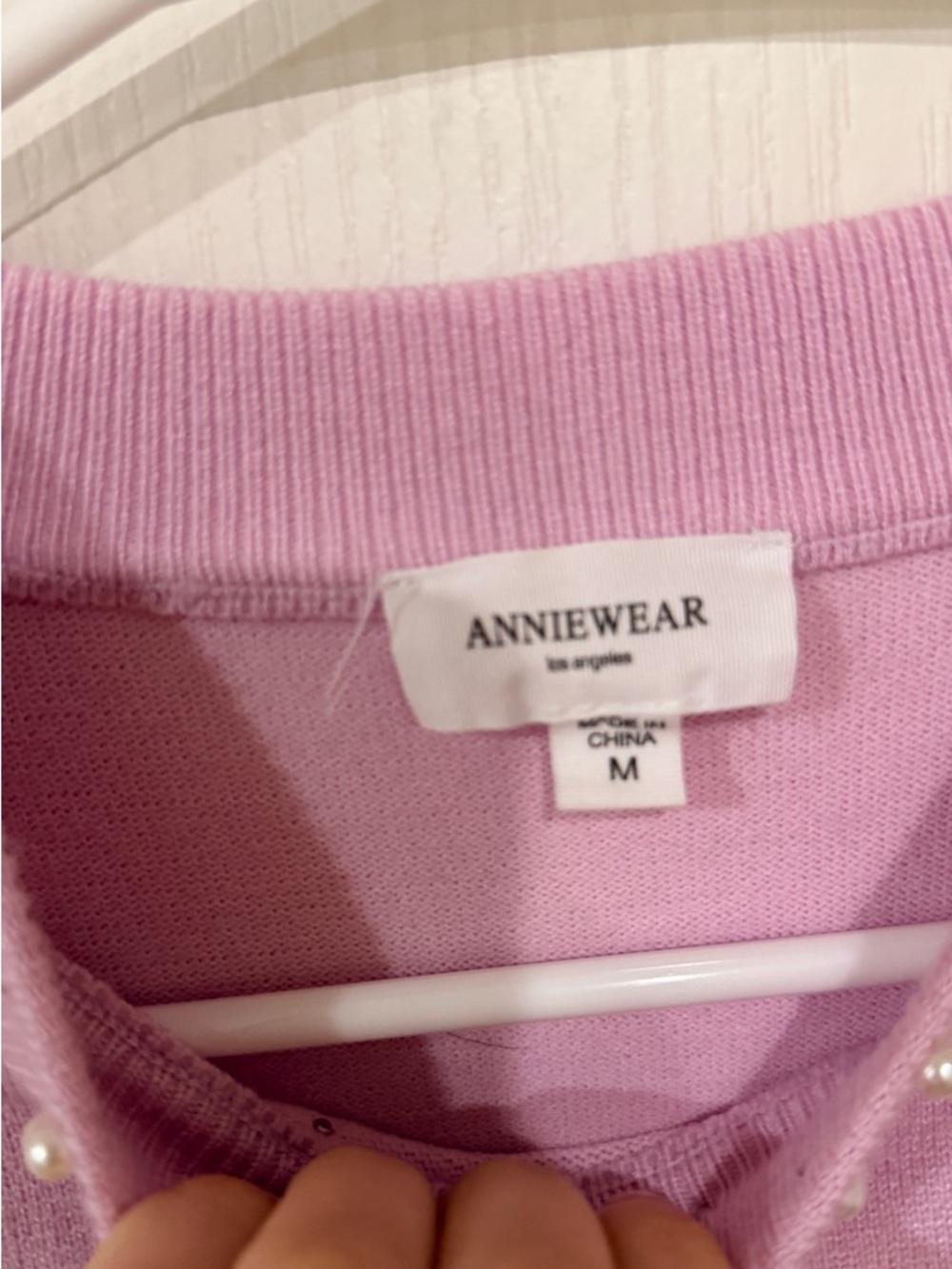 FINAL PRICE AnnieWear Lavender Pearl-Embellished Cap-Sleeve Sweater - Picture 2 of 4
